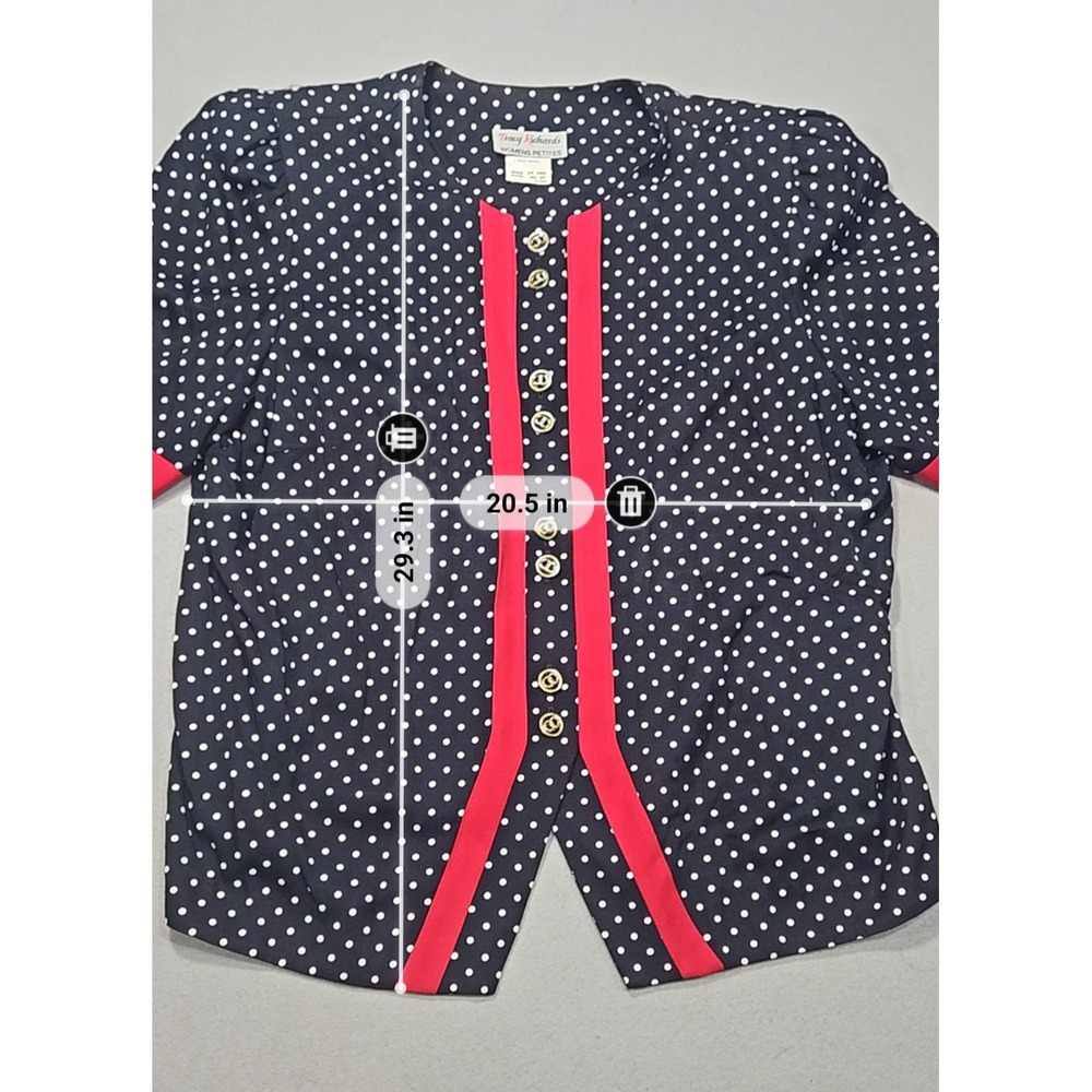 VTG Tracy Richards 90s 2-Piece Skirt Set Polka Dot Navy Red Sz 20WP - Picture 2 of 9